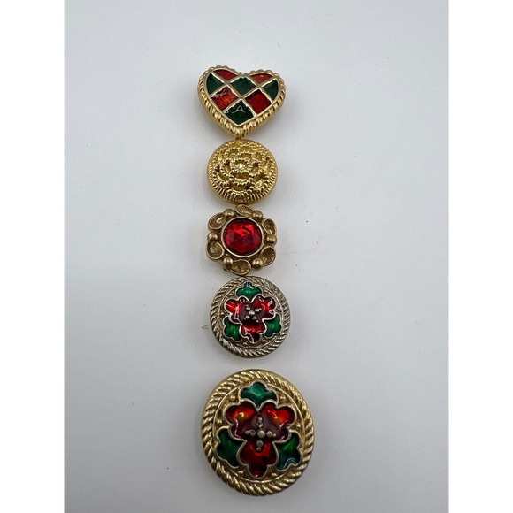 Vintage Five Different Heart and‎ Flower Button Covers 90s 80s - Picture 1 of 4